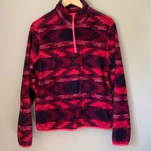 Aeropostale Red Aztec Fleece Pullover Jacket.
